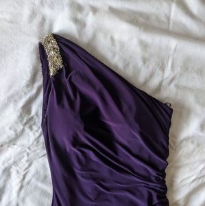 Purple one shoulder long dress size 8